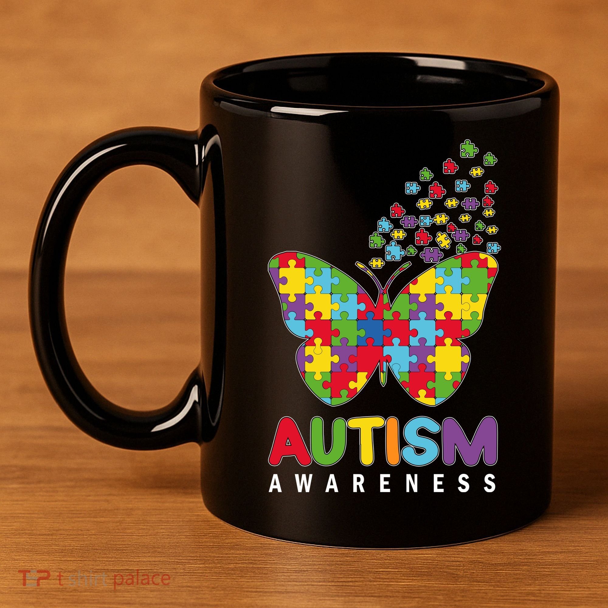 Autism Awareness Butterfly Puzzle Pieces 11oz C Handle Ceramic Mug