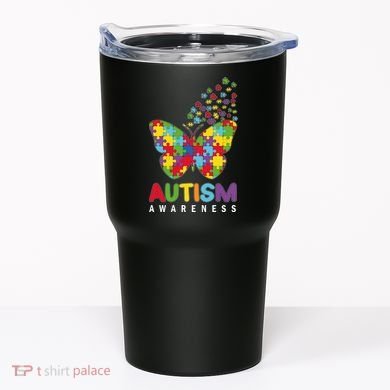 Autism Awareness Butterfly Puzzle Pieces Tumbler
