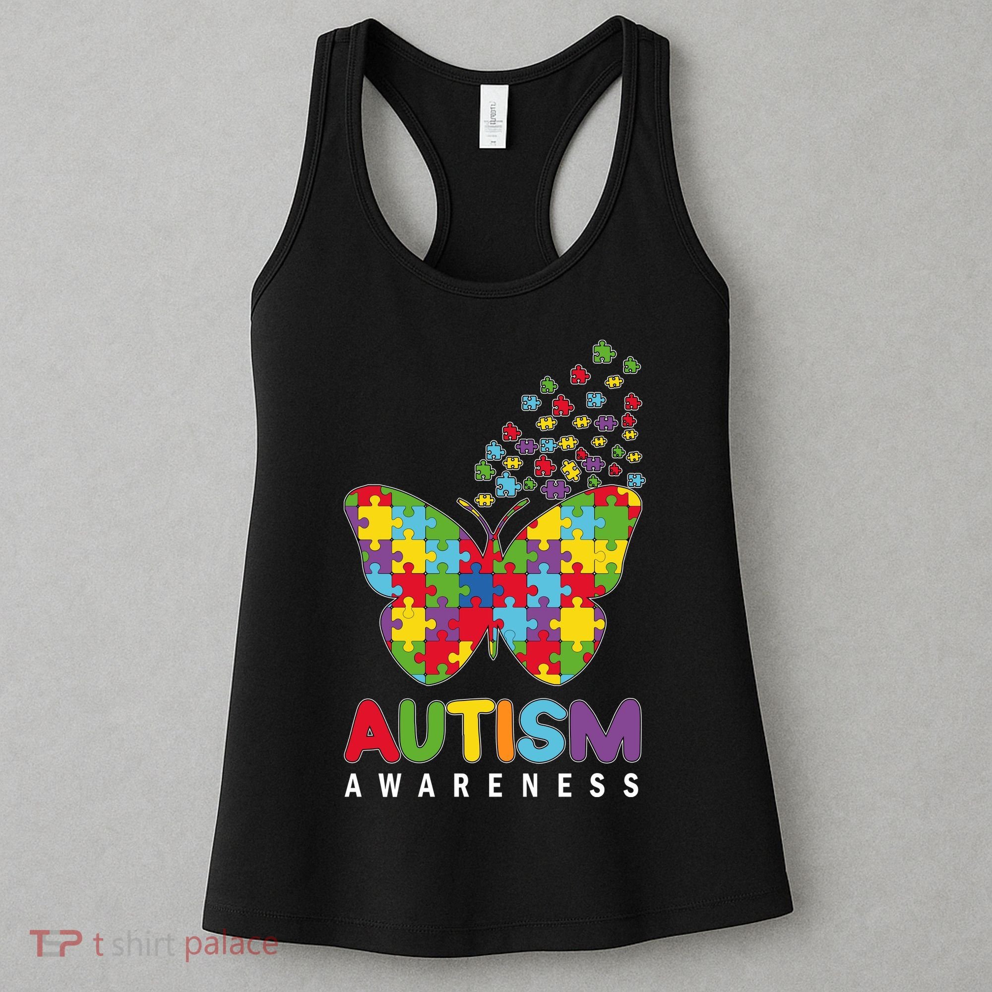 Autism Awareness Butterfly Puzzle Pieces Women's Tank Top