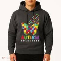 Autism Awareness Butterfly Puzzle Pieces Hoodie thumb 2