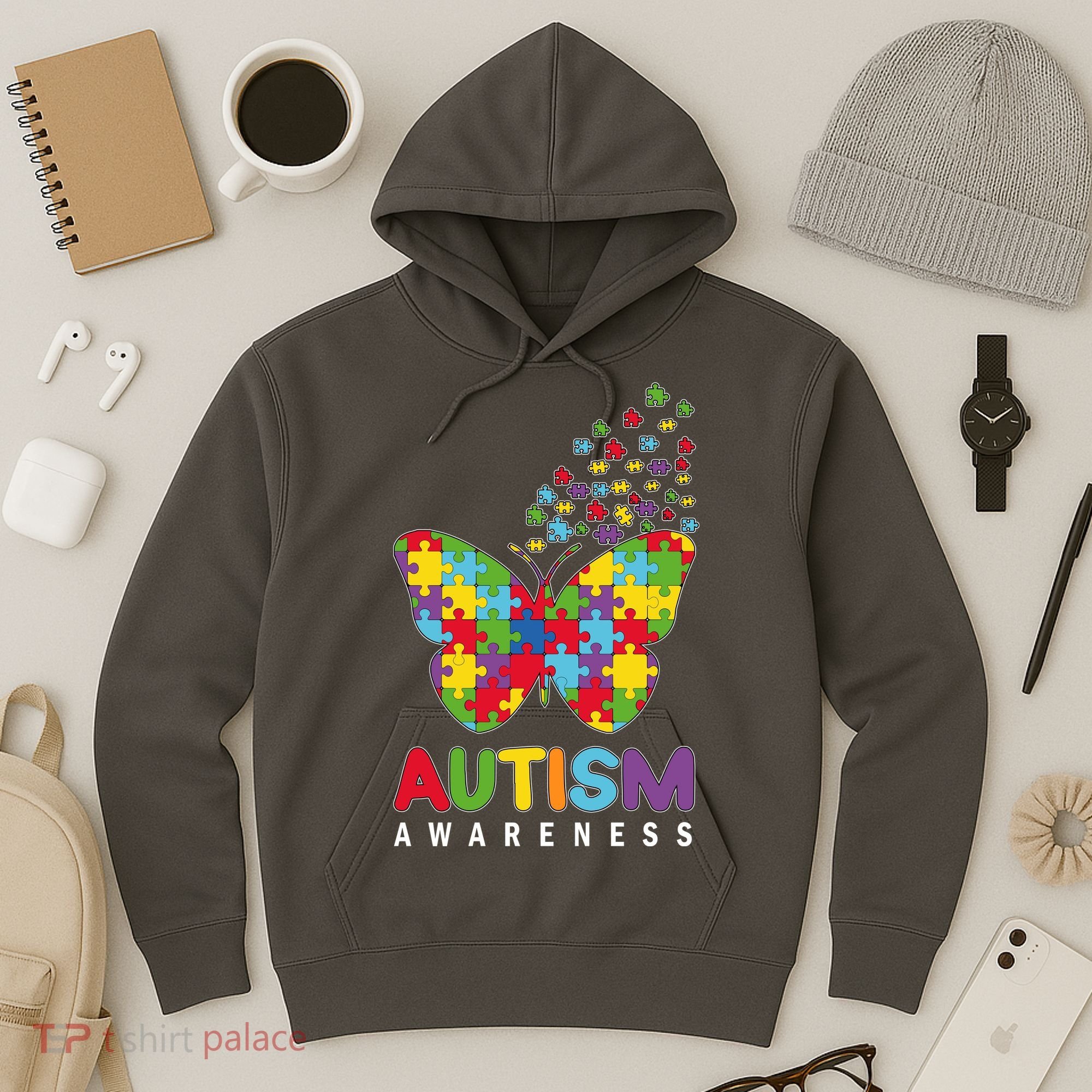 Autism Awareness Butterfly Puzzle Pieces Hoodie