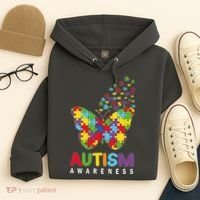 Autism Awareness Butterfly Puzzle Pieces Hoodie thumb 4