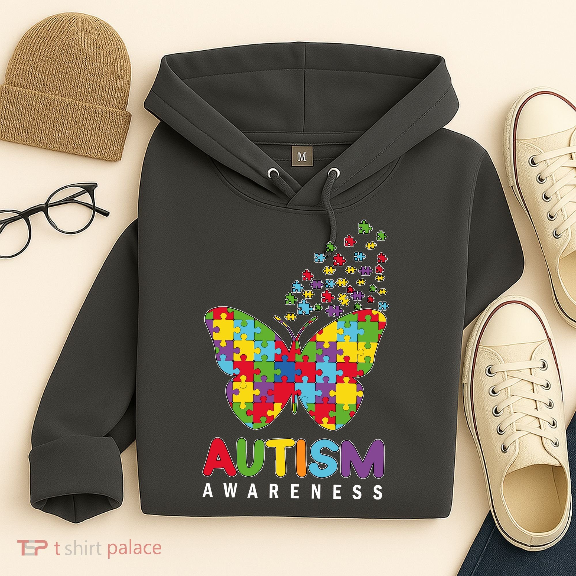Autism Awareness Butterfly Puzzle Pieces Hoodie