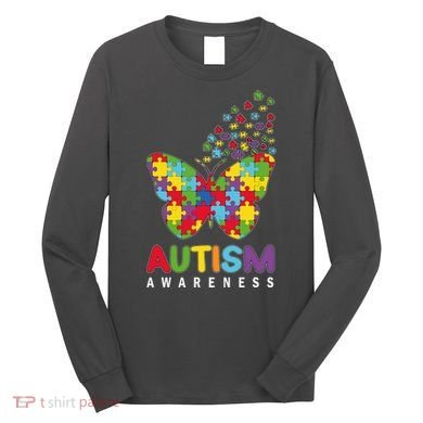 Autism Awareness Butterfly Puzzle Pieces Long Sleeve Shirt