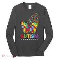Autism Awareness Butterfly Puzzle Pieces Long Sleeve Shirt thumb 0