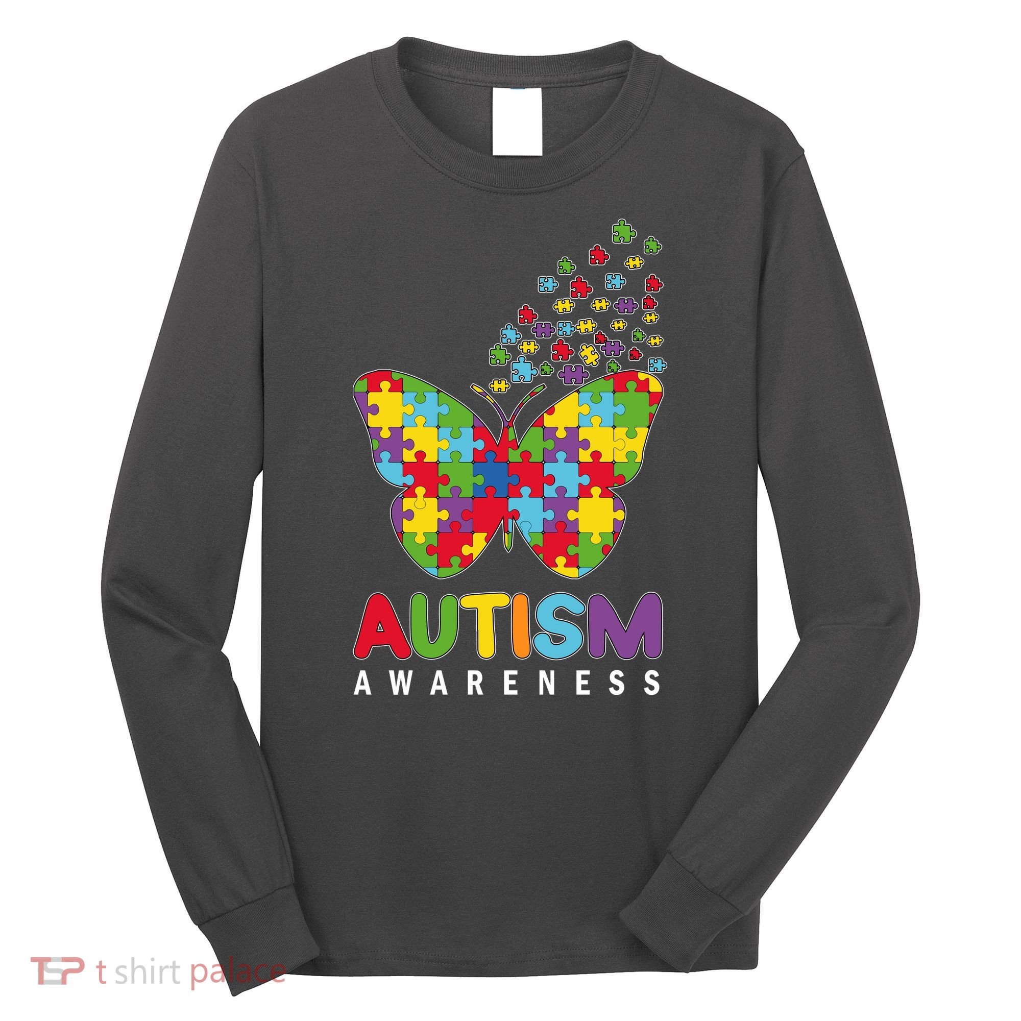 Autism Awareness Butterfly Puzzle Pieces Long Sleeve Shirt