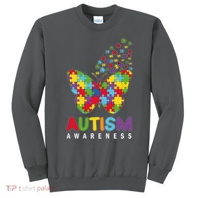Autism Awareness Butterfly Puzzle Pieces Sweatshirt