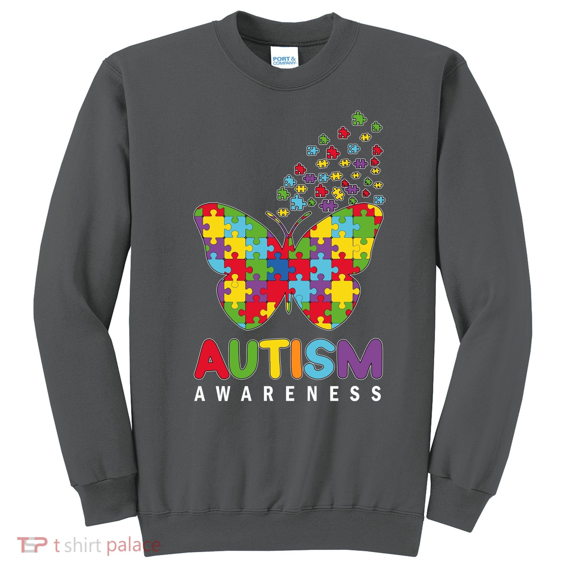 Autism Awareness Butterfly Puzzle Pieces Sweatshirt