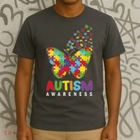 Autism Awareness Butterfly Puzzle Pieces T-Shirt thumb 3