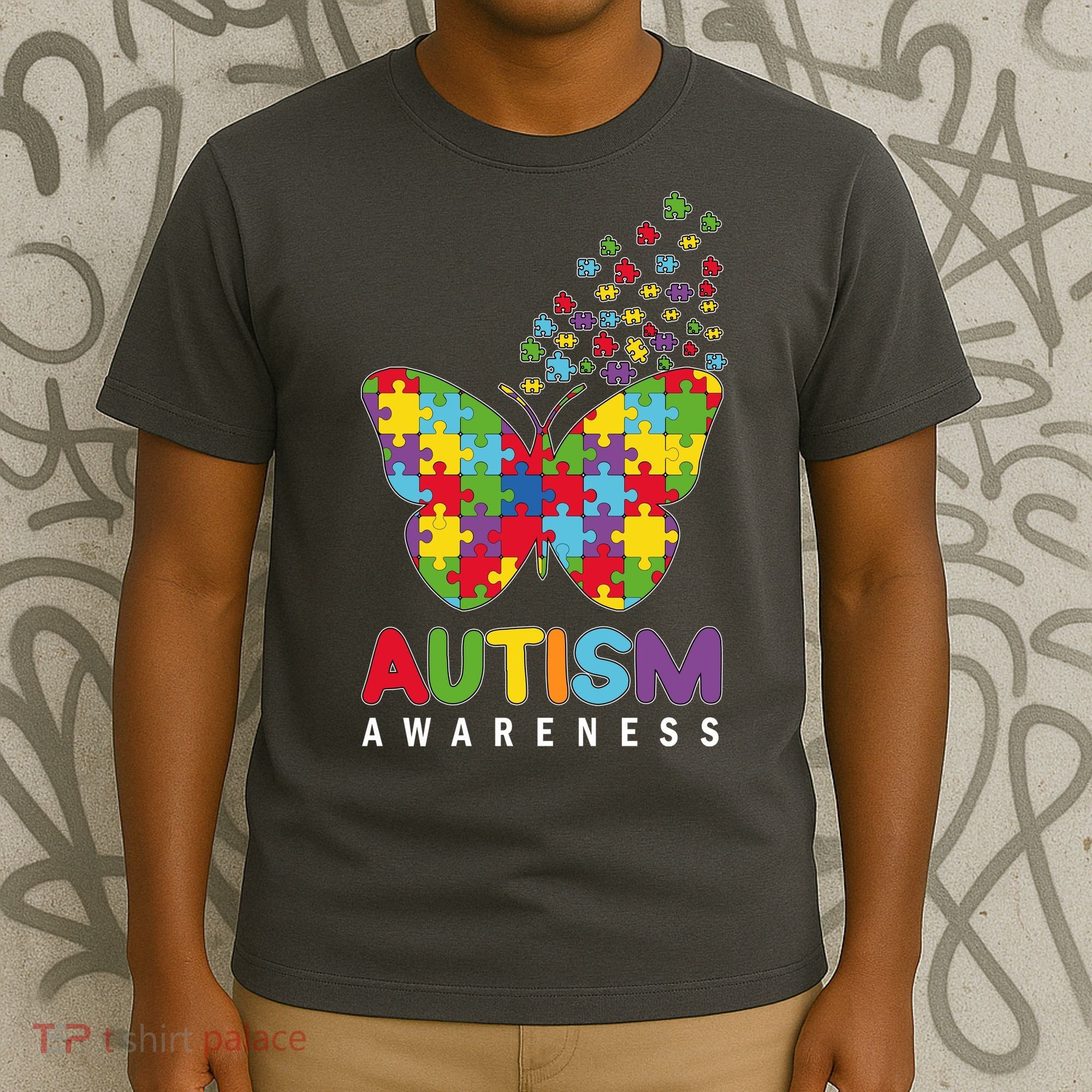 Autism Awareness Butterfly Puzzle Pieces T-Shirt