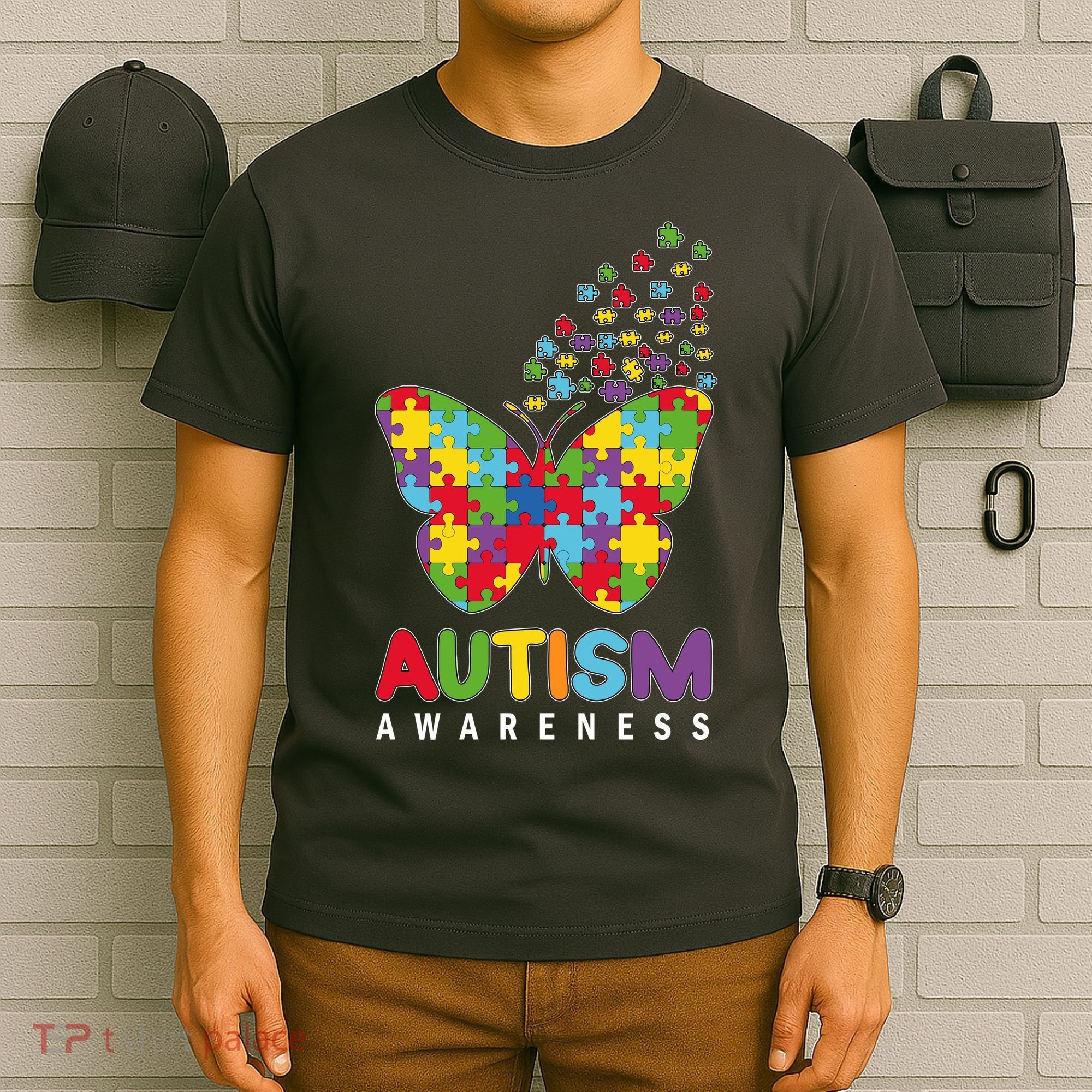 Autism Awareness Butterfly Puzzle Pieces T-Shirt
