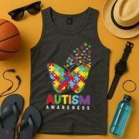 Autism Awareness Butterfly Puzzle Pieces Tank Top thumb 4