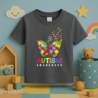 Autism Awareness Butterfly Puzzle Pieces Toddler T-Shirt thumb 3