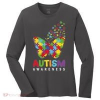 Autism Awareness Butterfly Puzzle Pieces Women's Long Sleeve Shirt thumb 0