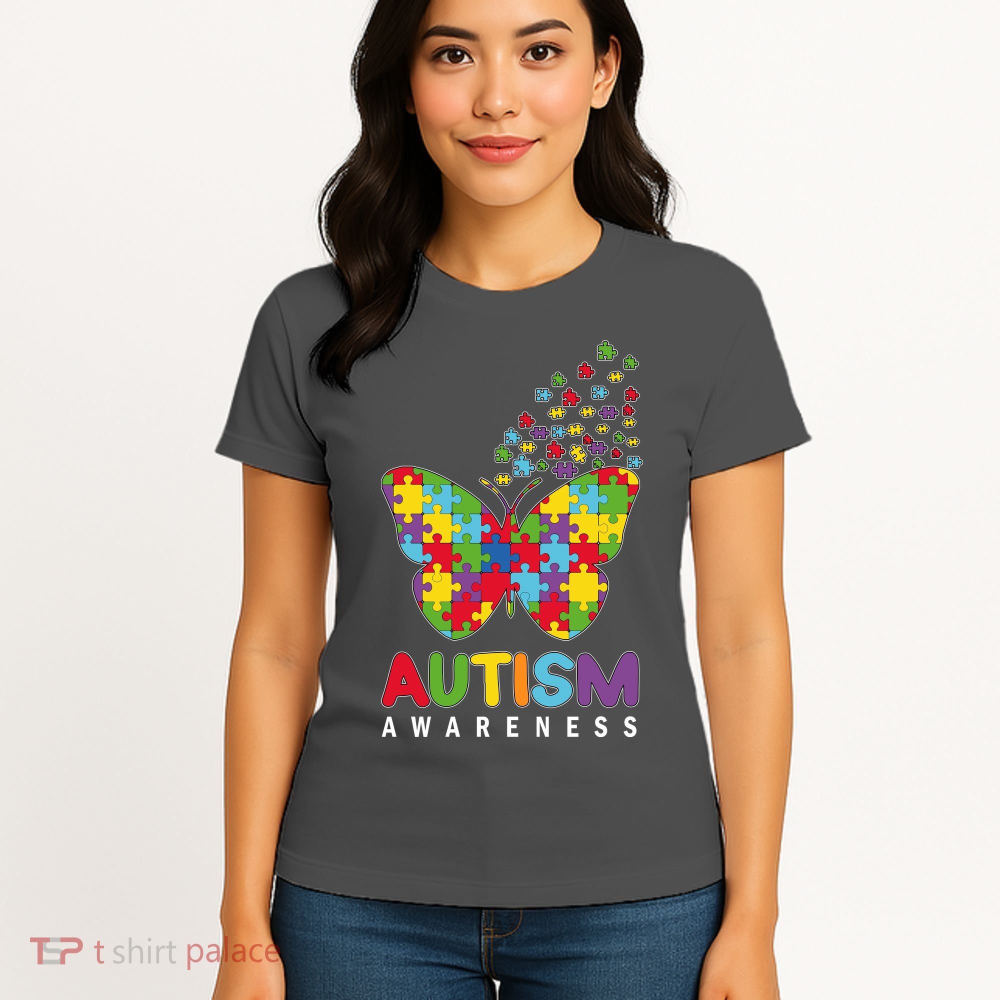 Autism Awareness Butterfly Puzzle Pieces Women's T-Shirt