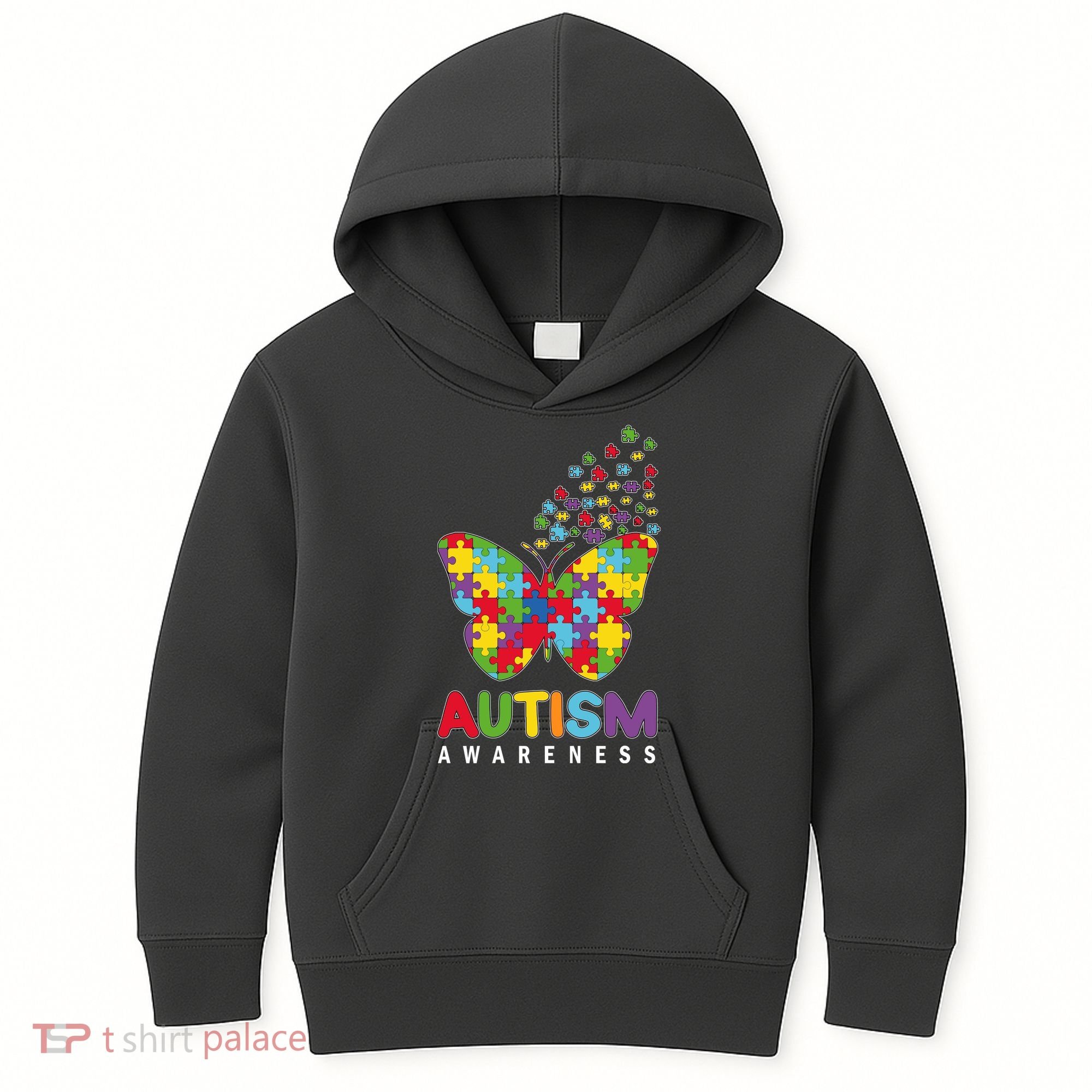 Autism Awareness Butterfly Puzzle Pieces Kids Hoodie