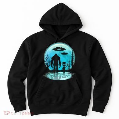 Alien And Bigfoot Moon Hoodie