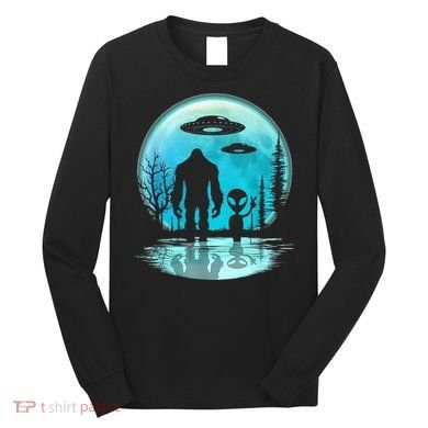Alien And Bigfoot Moon Long Sleeve Shirt