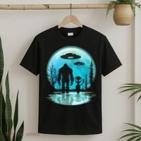 Alien And Bigfoot Moon T-Shirt thumb 2