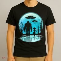 Alien And Bigfoot Moon T-Shirt thumb 3