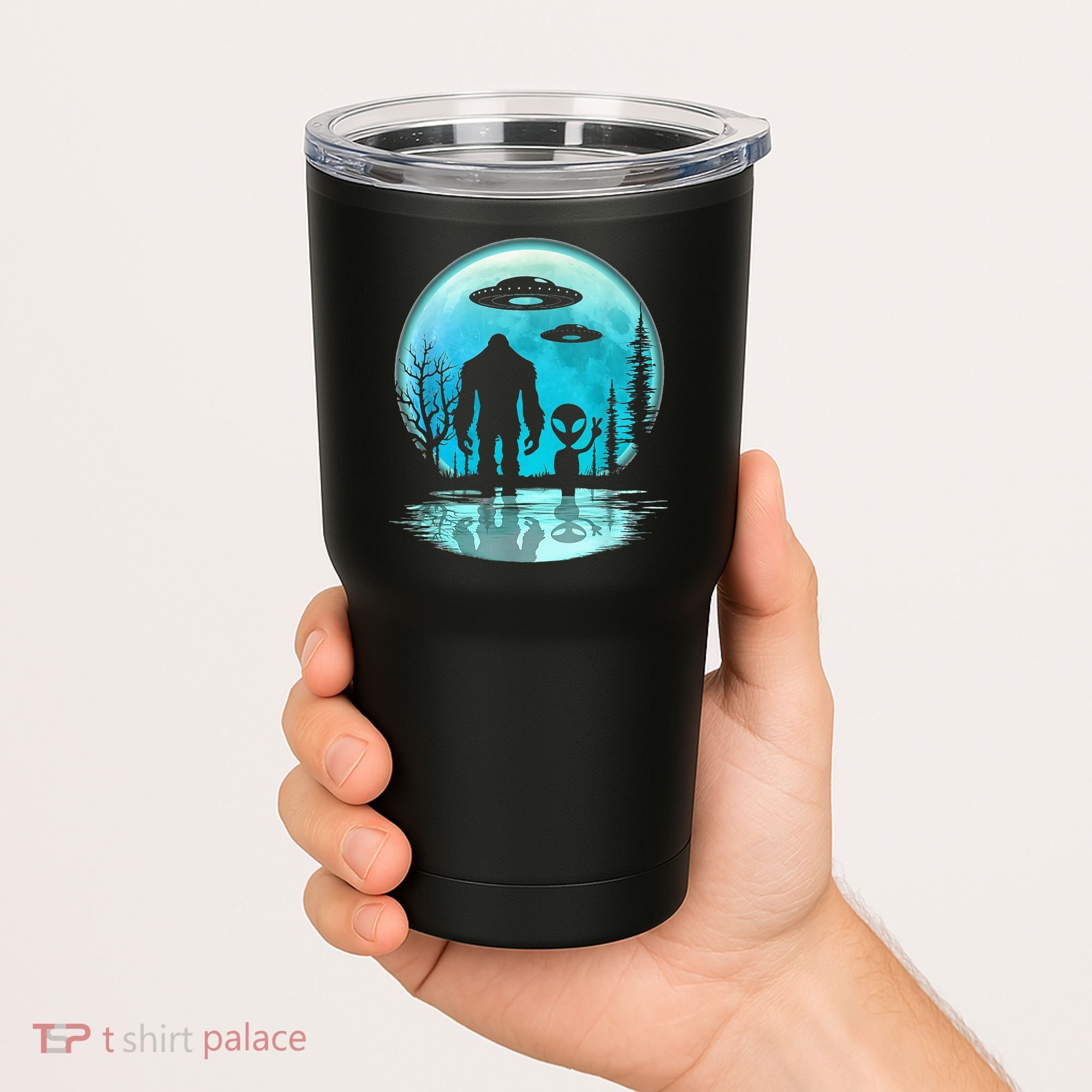 Alien And Bigfoot Moon Tumbler