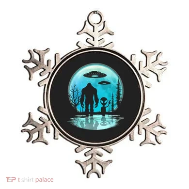 Alien And Bigfoot Moon Ornament