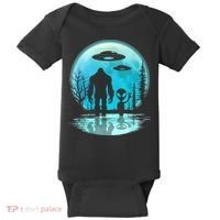 Alien And Bigfoot Moon Baby Bodysuit thumb 0