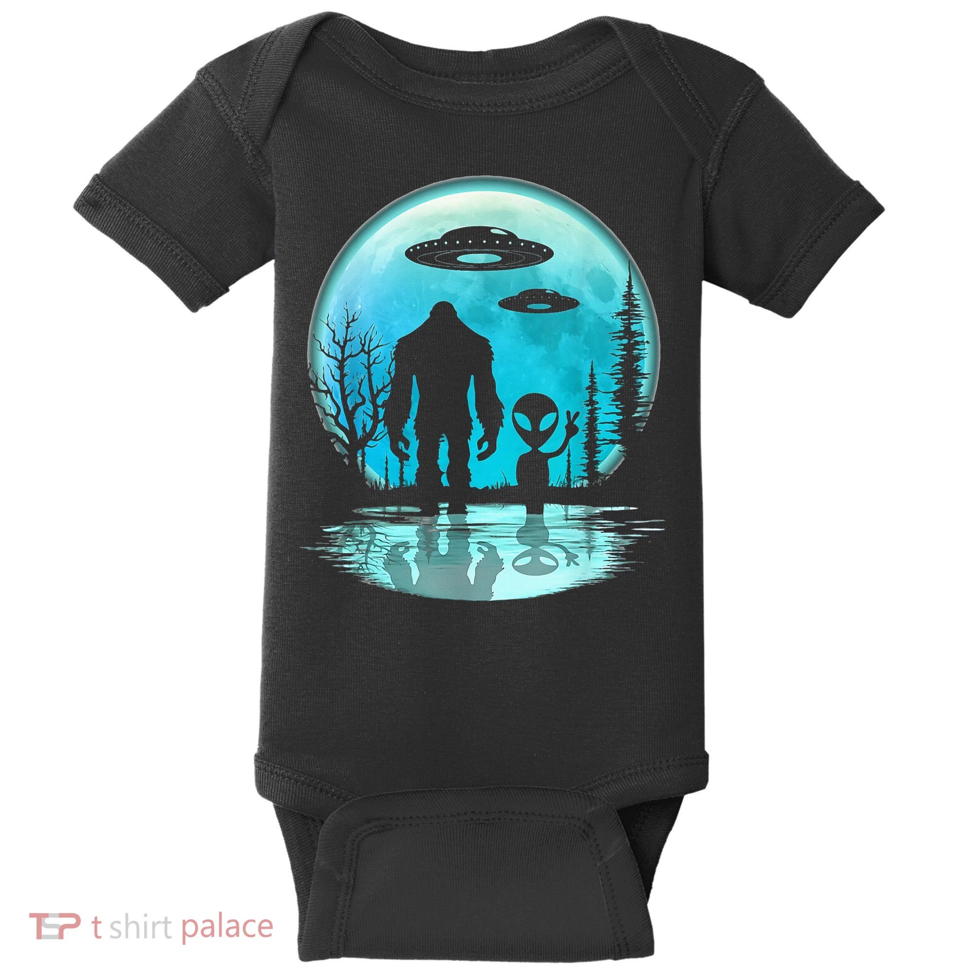 Alien And Bigfoot Moon Baby Bodysuit