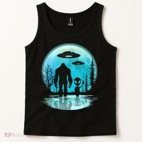 Alien And Bigfoot Moon Tank Top thumb 2