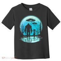 Alien And Bigfoot Moon Toddler T-Shirt thumb 0
