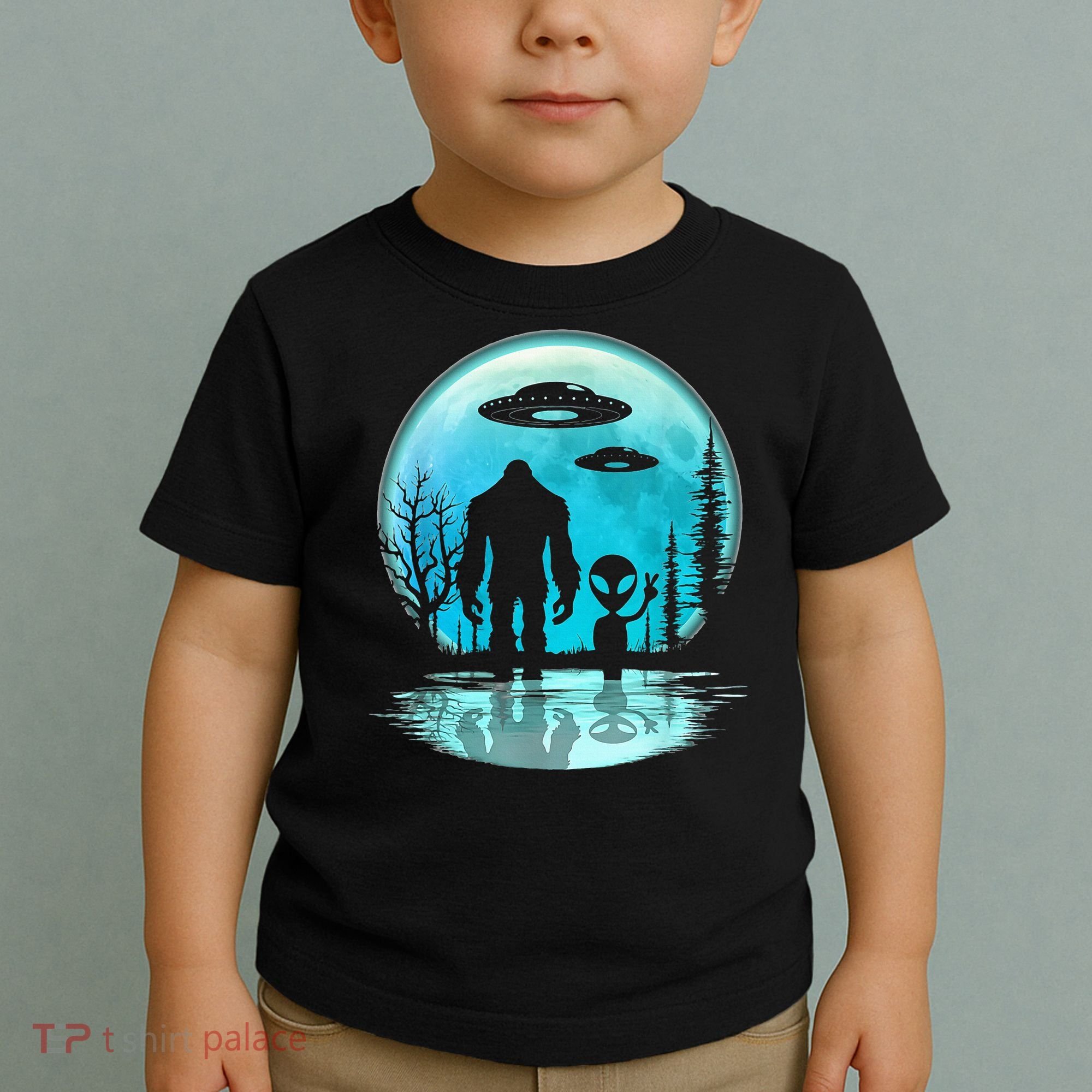 Alien And Bigfoot Moon Toddler T-Shirt