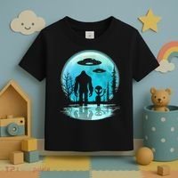 Alien And Bigfoot Moon Toddler T-Shirt thumb 3