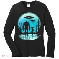 Alien And Bigfoot Moon Women's Long Sleeve Shirt thumb 0