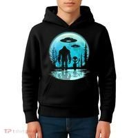 Alien And Bigfoot Moon Kids Hoodie thumb 4