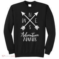Adventure Awaits Boho Hiking Travel Arrows Compass Sweatshirt thumb 0