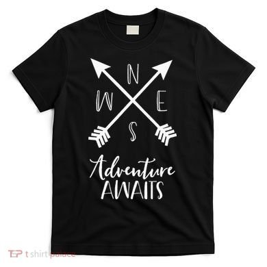 Adventure Awaits Boho Hiking Travel Arrows Compass T-Shirt