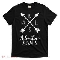 Adventure Awaits Boho Hiking Travel Arrows Compass T-Shirt thumb 0
