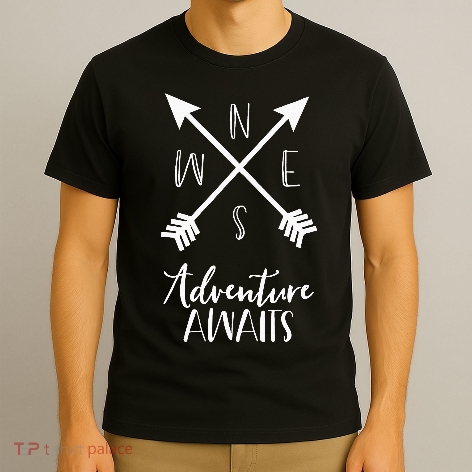 Adventure Awaits Boho Hiking Travel Arrows Compass T-Shirt