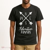 Adventure Awaits Boho Hiking Travel Arrows Compass Tall T-Shirt thumb 2