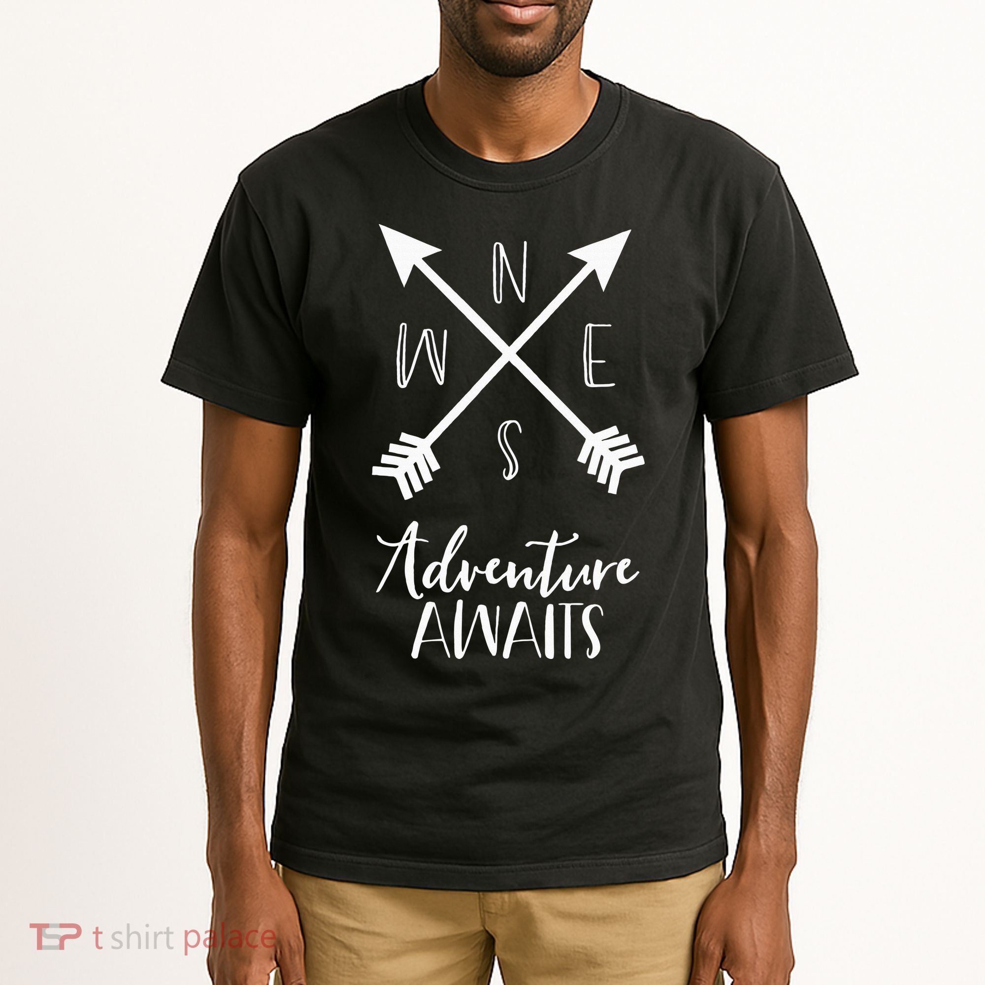 Adventure Awaits Boho Hiking Travel Arrows Compass Tall T-Shirt
