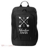 Adventure Awaits Boho Hiking Travel Arrows Compass City Backpack thumb 0