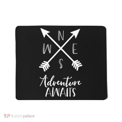 Adventure Awaits Boho Hiking Travel Arrows Compass Mousepad