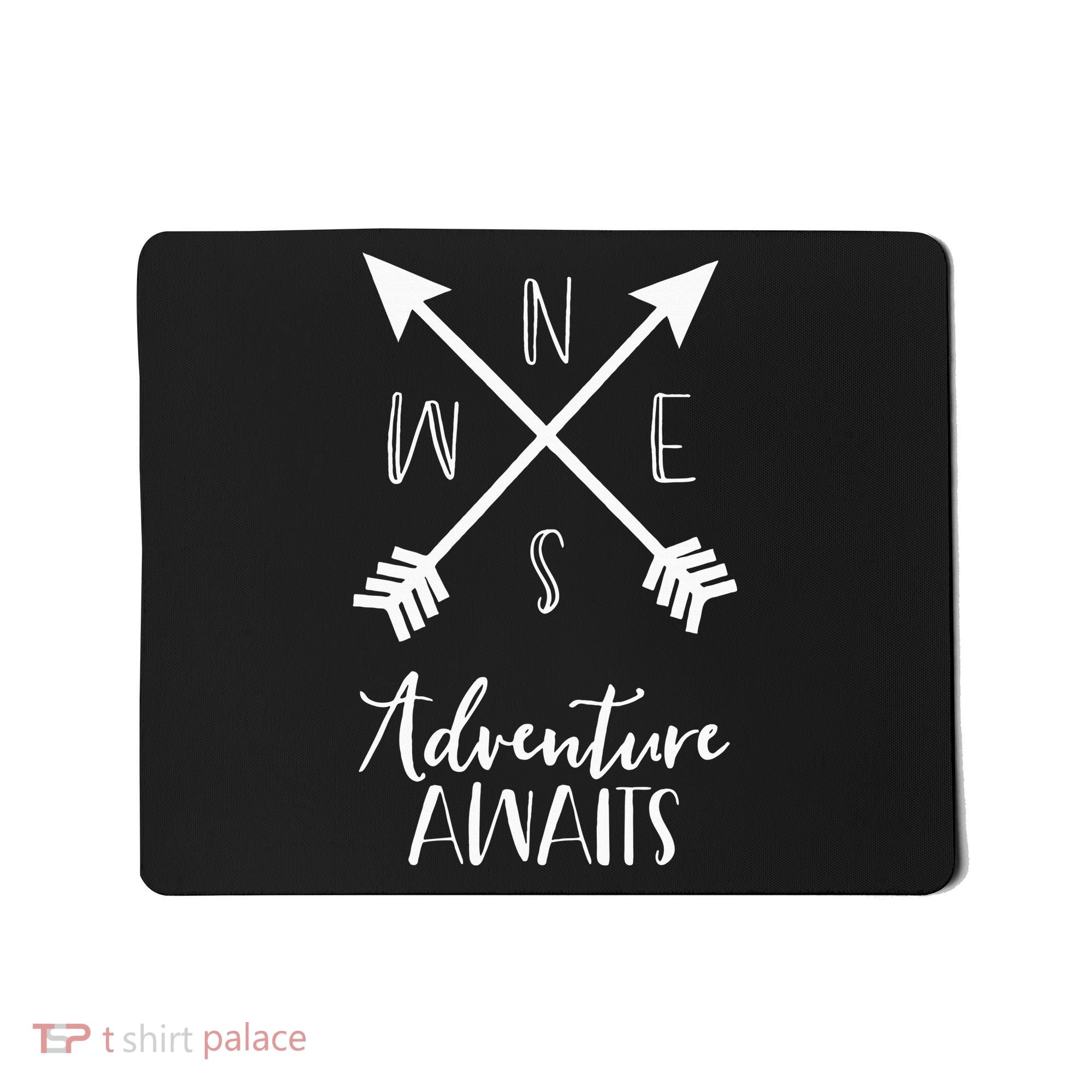 Adventure Awaits Boho Hiking Travel Arrows Compass Mousepad