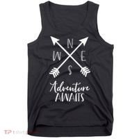 Adventure Awaits Boho Hiking Travel Arrows Compass Tank Top thumb 0