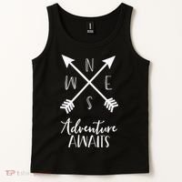 Adventure Awaits Boho Hiking Travel Arrows Compass Tank Top thumb 2