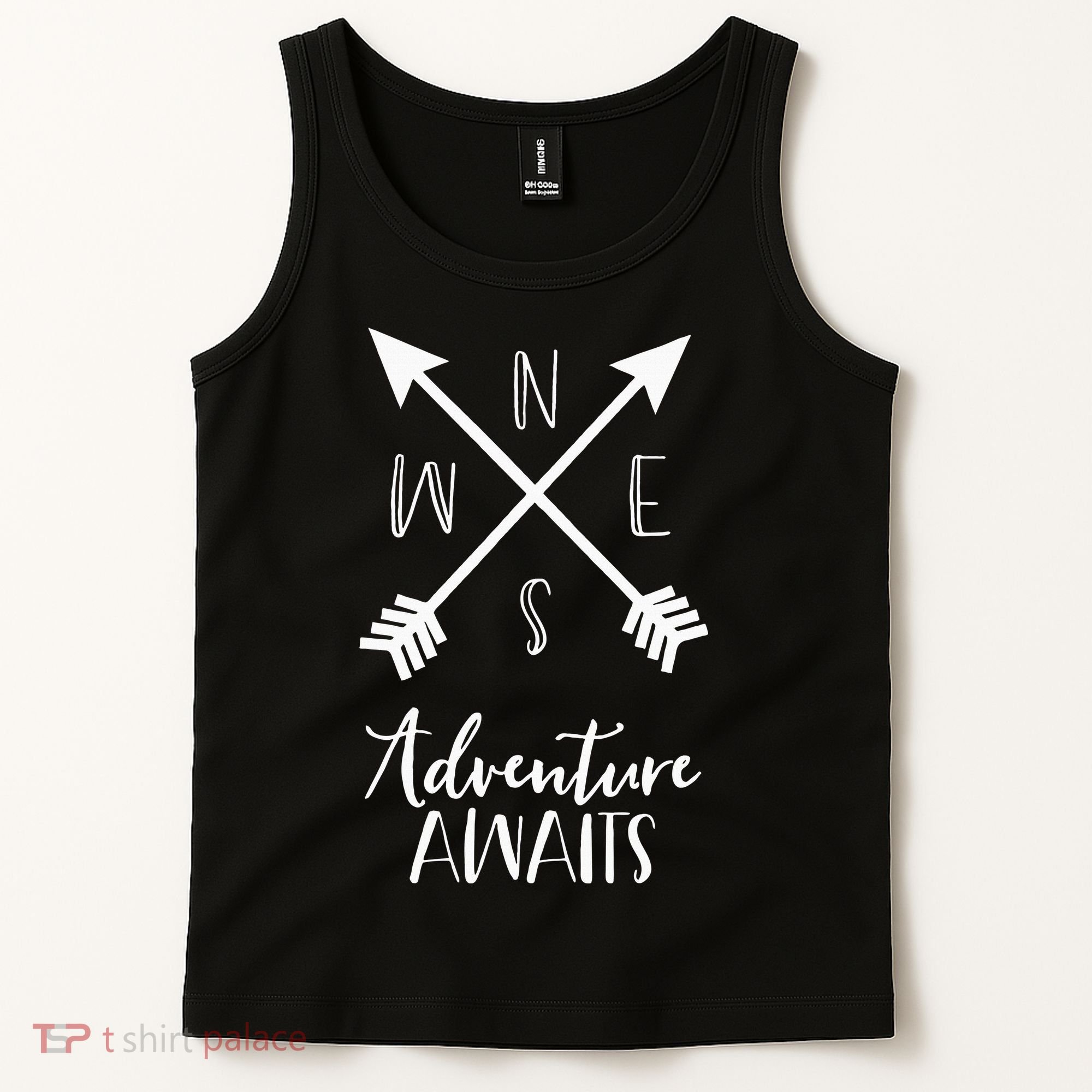 Adventure Awaits Boho Hiking Travel Arrows Compass Tank Top