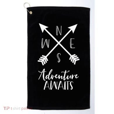 Adventure Awaits Boho Hiking Travel Arrows Compass Golf Towel