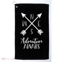 Adventure Awaits Boho Hiking Travel Arrows Compass Golf Towel thumb 0