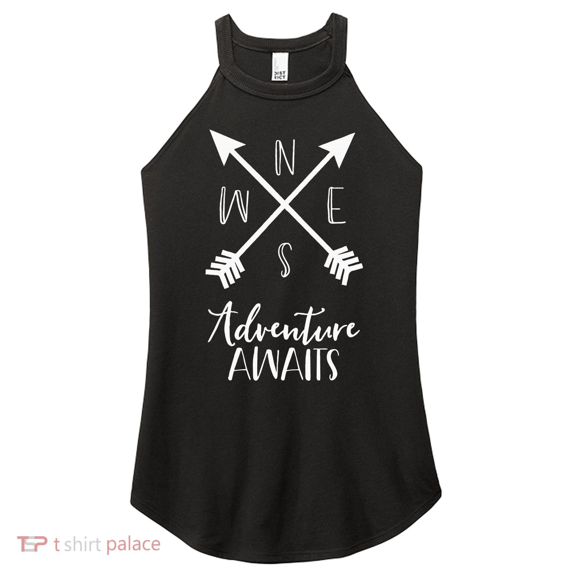 Adventure Awaits Boho Hiking Travel Arrows Compass Women's Perfect Tri Rocker Tank