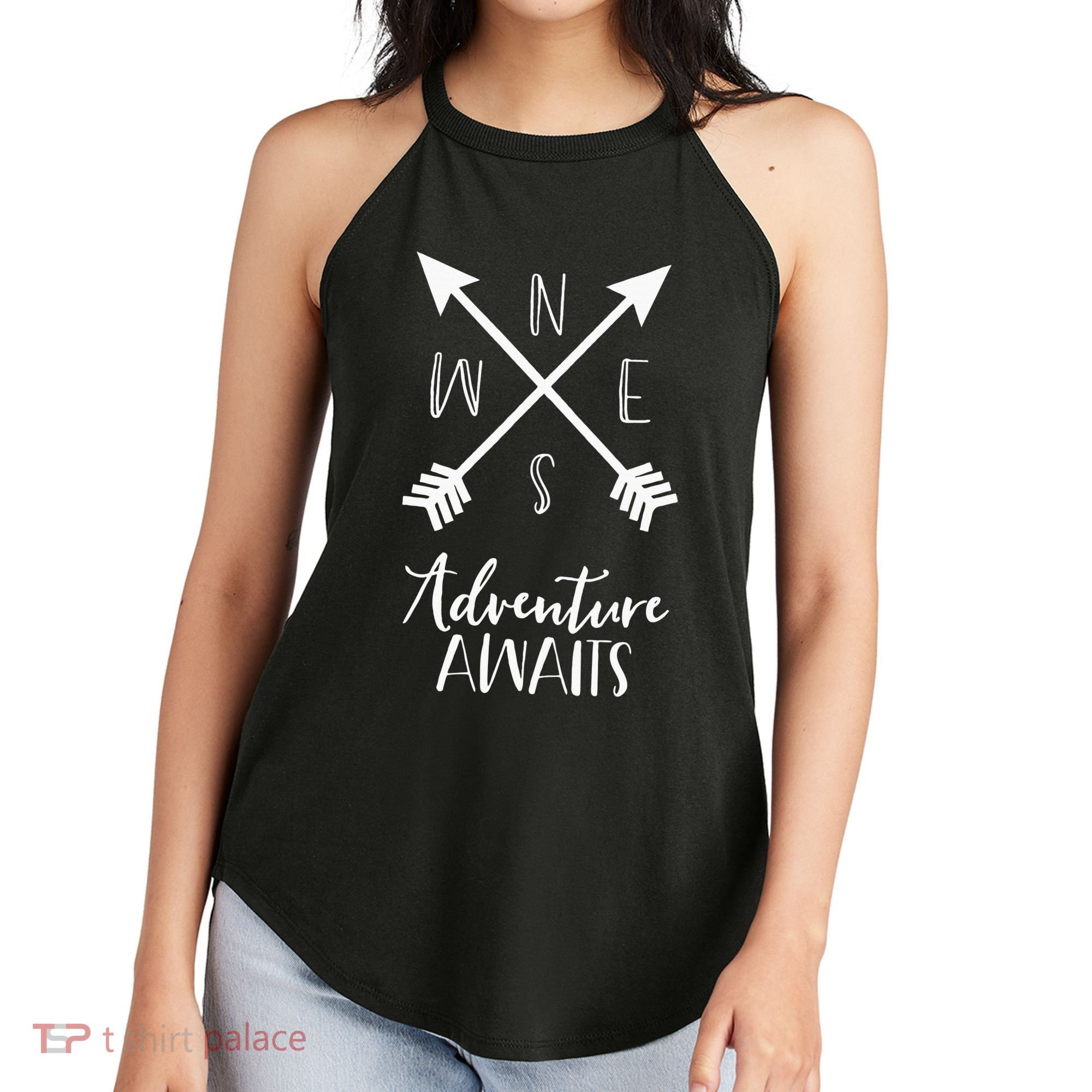 Adventure Awaits Boho Hiking Travel Arrows Compass Women's Perfect Tri Rocker Tank